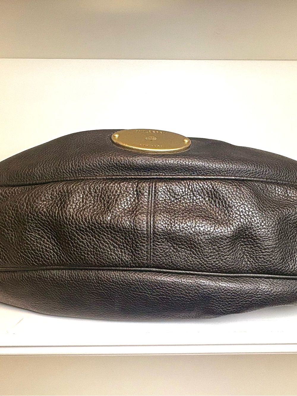 Mulberry Brown Pebbled Leather Shoulder Hobo with Gold Hardware - Picture 3 of 11
